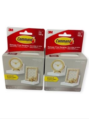 3M Command Display Ledges 2 BOXES SEALED Quartz White Color HOLD 2 LBS EACH